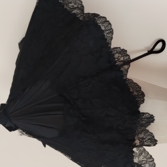 #14 COPY TRUE VICTORIAN EBONIZED CROOK NECK SILK & LACE PARASOL - Picture 10 of 10